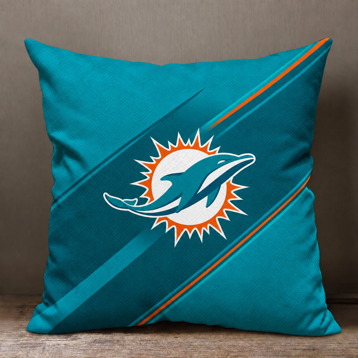 Miami Dolphins sofa cushion cover showing the team graphic and patterned design