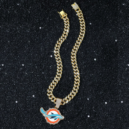 Miami Dolphins gold-tone rhinestone necklace