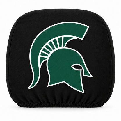 Michigan State Spartans car headrest cover, Style 1 team design, white background