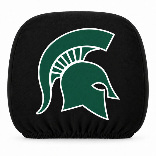 Michigan State Spartans car headrest cover, Style 1 team design, white background