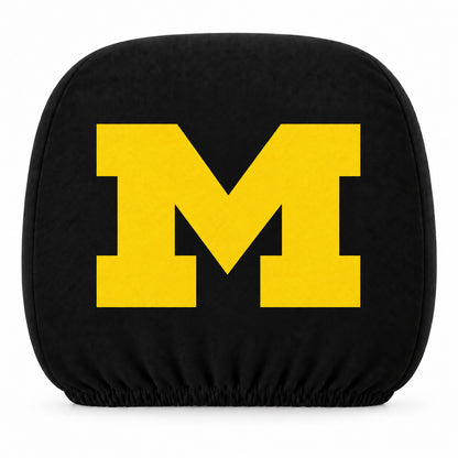 Michigan Wolverines car headrest cover, Style 1 team design, white background