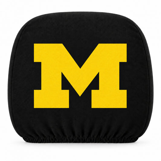 Michigan Wolverines car headrest cover, Style 1 team design, white background
