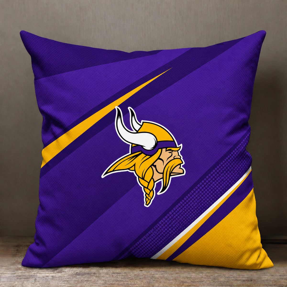 Minnesota Vikings sofa cushion cover showing the team graphic and patterned design
