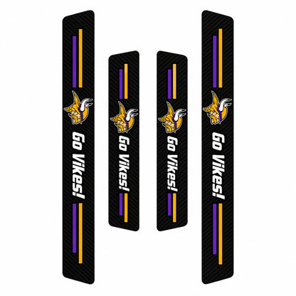Minnesota Vikings car door sill protector strips — four-piece product layout