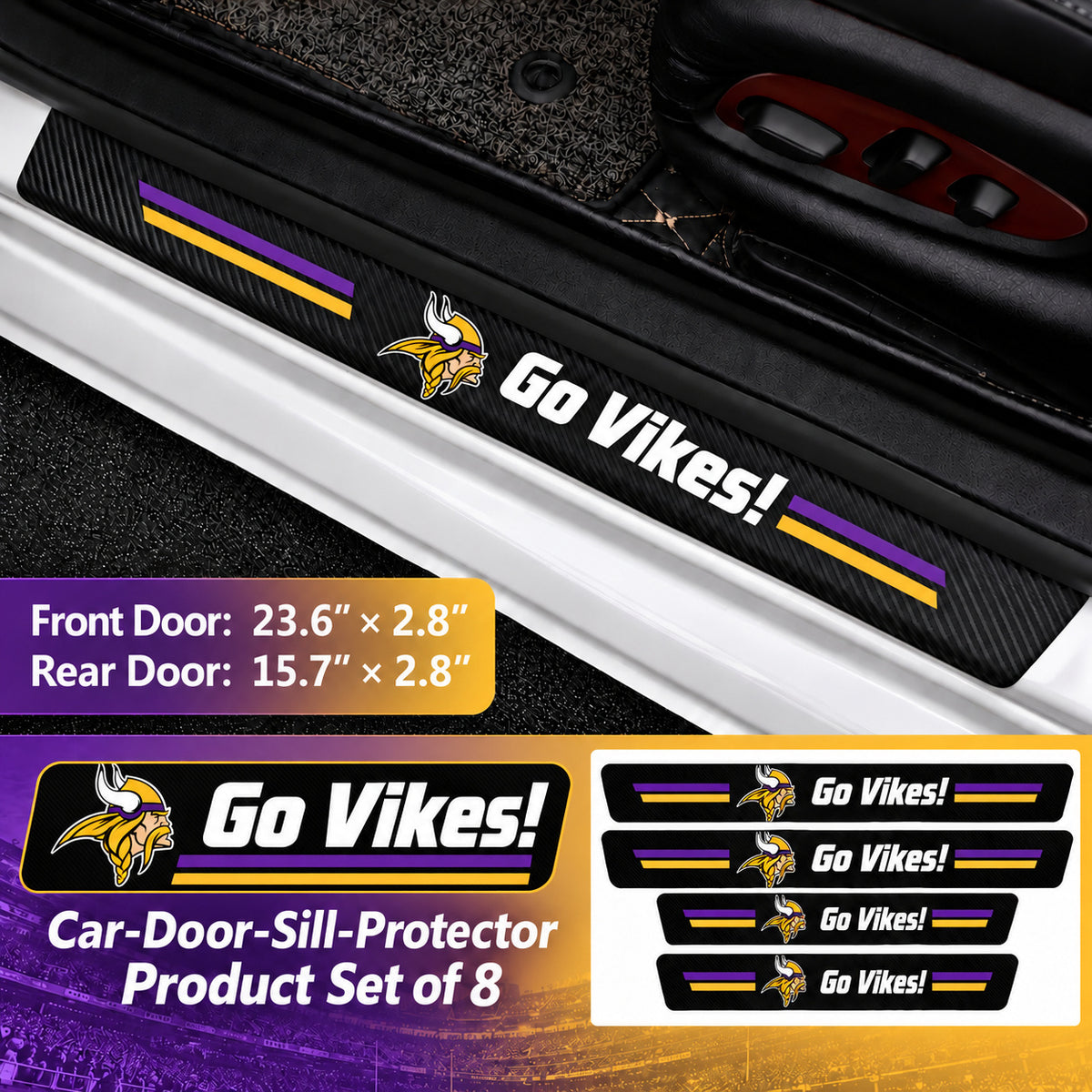 Minnesota Vikings car door sill protector strips — 2 sets of 8 pieces