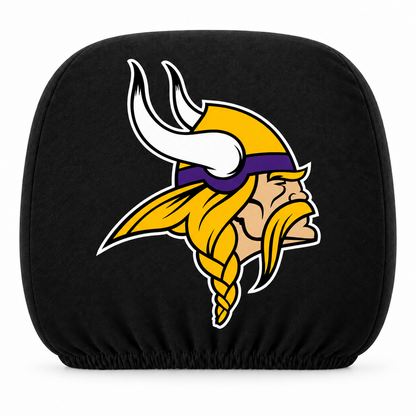 Minnesota Vikings car headrest cover, Style 1 logo design, white background