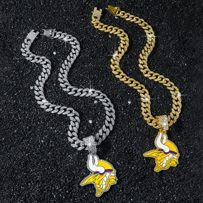 Minnesota Vikings necklace two-color set: one silver-tone and one gold-tone necklace