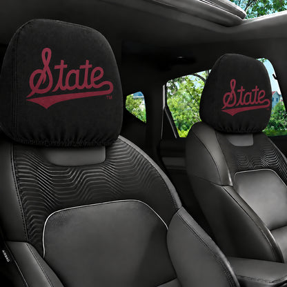 Mississippi State Bulldogs car headrest cover, Style 1 team design, installed in car