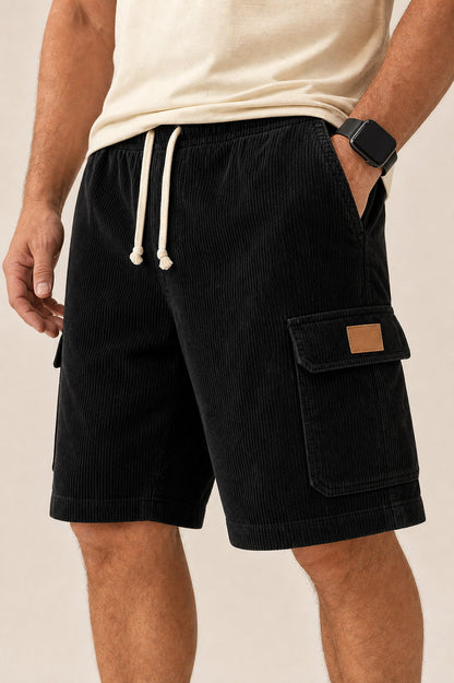 Big & Tall Corduroy Cargo Shorts with Elastic Waist - Bellkmart