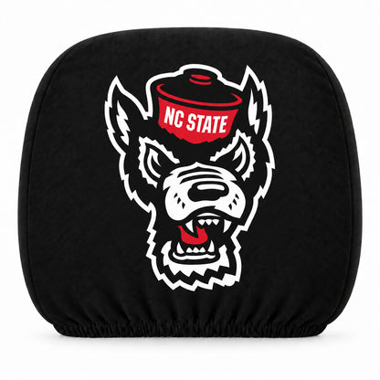 NC State Wolfpack car headrest cover, Style 1 team design, white background