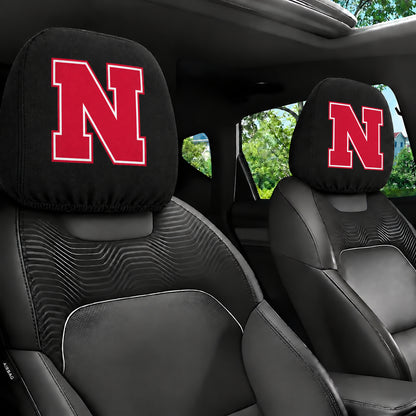 Nebraska Cornhuskers car headrest cover, Style 1 team design, installed in car