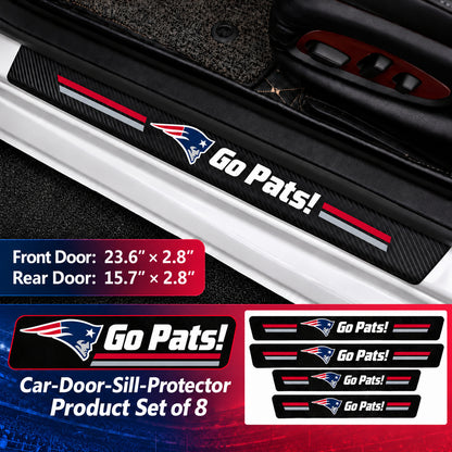 New England Patriots car door sill protector strips — 2 sets of 8 pieces