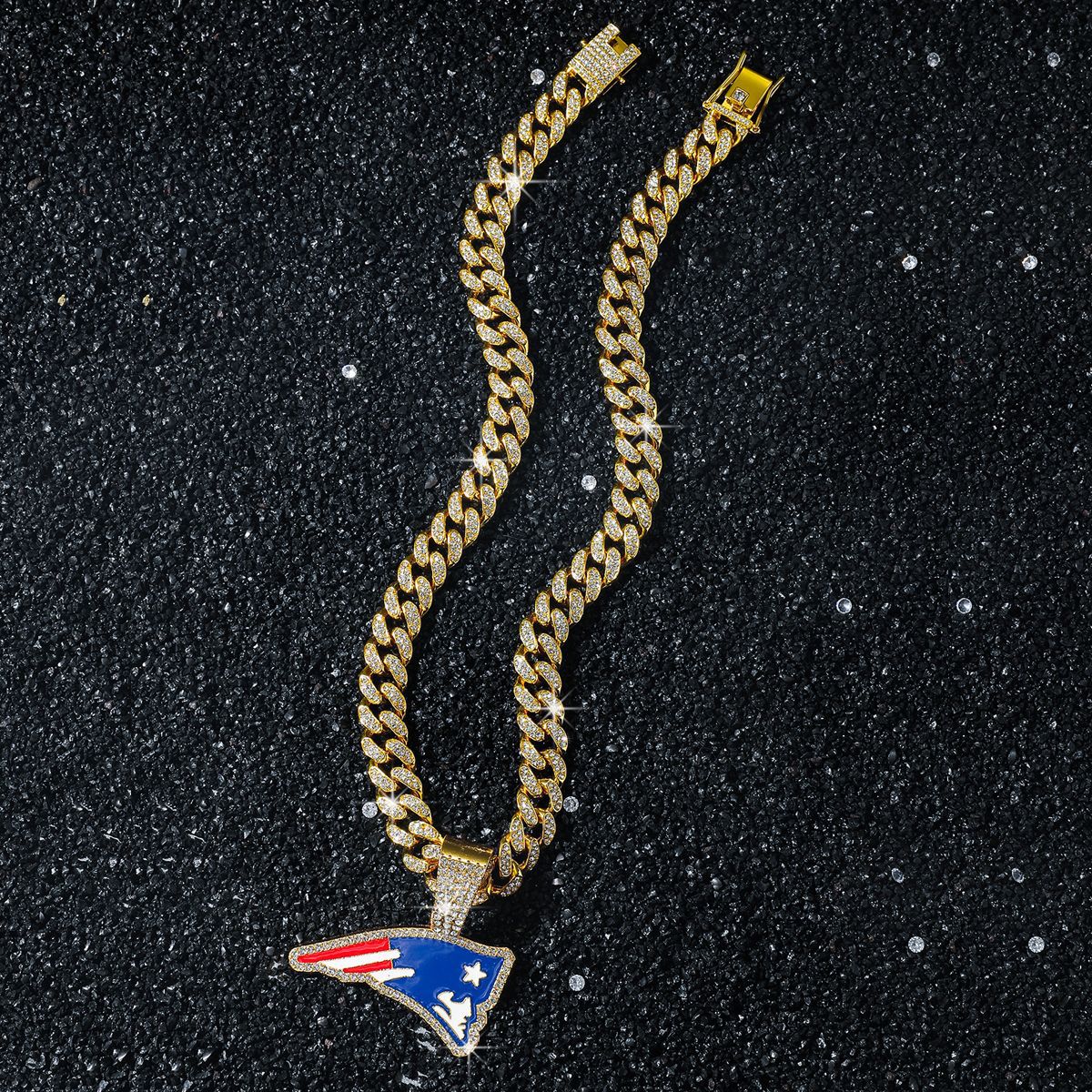 New England Patriots gold-tone rhinestone necklace