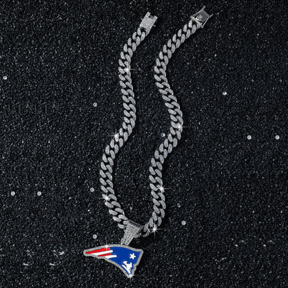 New England Patriots silver-tone rhinestone necklace
