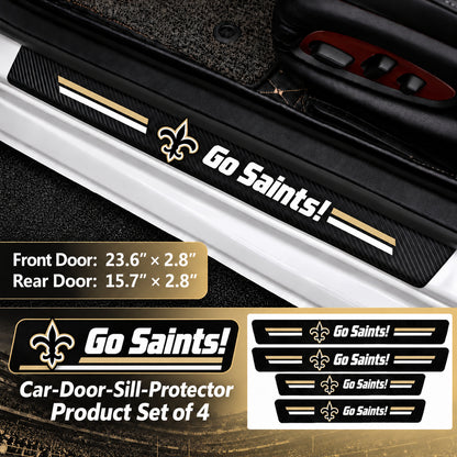 New Orleans Saints car door sill protector strips — 1 set of 4 pieces and dimensions