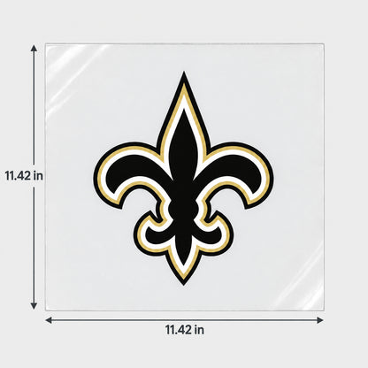 New Orleans Saints decorative sticker displayed on clear film with size markings