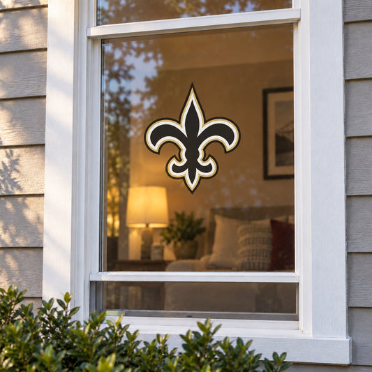 New Orleans Saints decorative sticker displayed on a home window