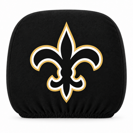 New Orleans Saints car headrest cover, Style 1 logo design, white background