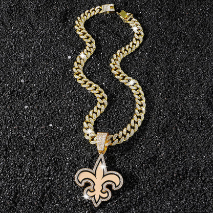 New Orleans Saints gold-tone rhinestone necklace