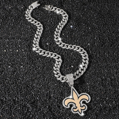 New Orleans Saints silver-tone rhinestone necklace