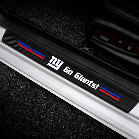 New York Giants car door sill protector strips — vehicle installation view