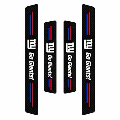 New York Giants car door sill protector strips — four-piece product layout