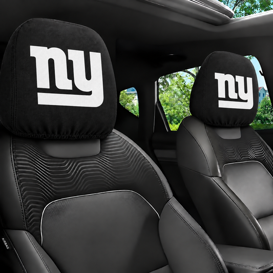 New York Giants car headrest cover, Style 1 logo design, installed in car
