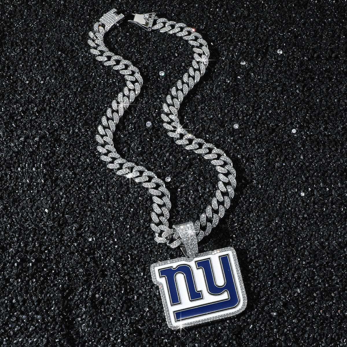 New York Giants silver-tone rhinestone necklace