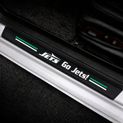 New York Jets car door sill protector strips — vehicle installation view