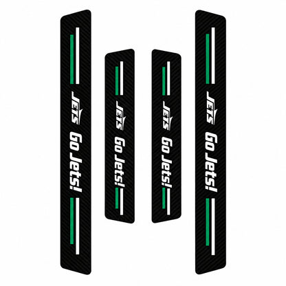 New York Jets car door sill protector strips — four-piece product layout