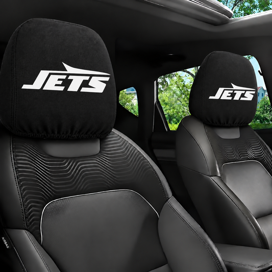New York Jets car headrest cover, Style 1 logo design, installed in car