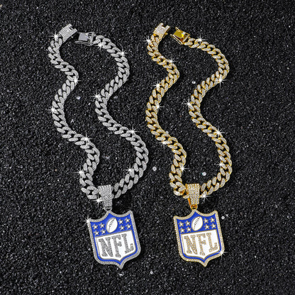 NFL Shield necklace two-color set: one silver-tone and one gold-tone necklace