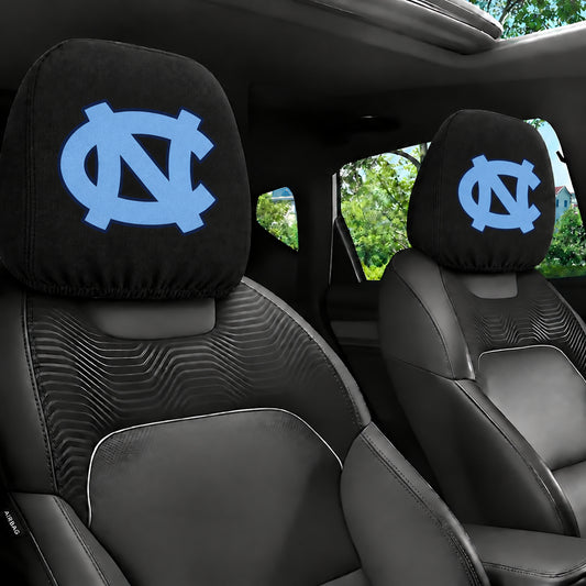 North Carolina Tar Heels car headrest cover, Style 1 team design, installed in car