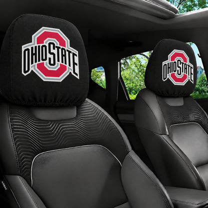 Ohio State Buckeyes car headrest cover, Style 1 team design, installed in car