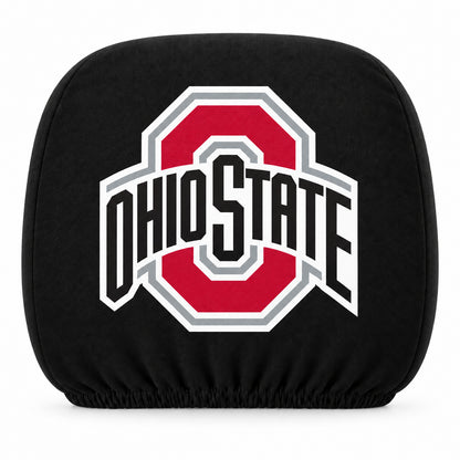 Ohio State Buckeyes car headrest cover, Style 1 team design, white background