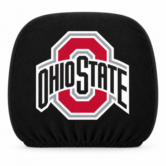 Ohio State Buckeyes car headrest cover, Style 1 team design, white background