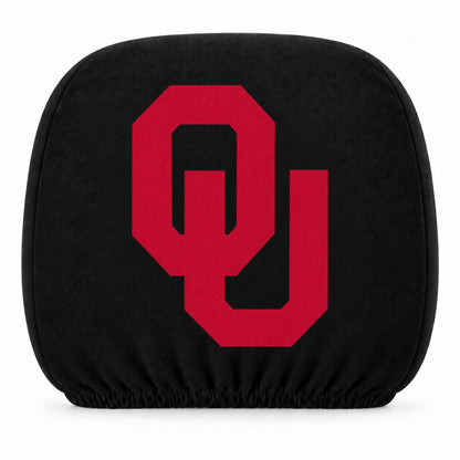 Oklahoma Sooners car headrest cover, Style 1 team design, white background
