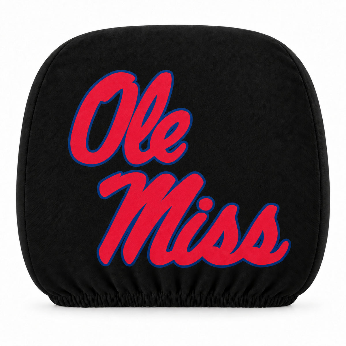 Ole Miss Rebels car headrest cover, Style 1 team design, white background