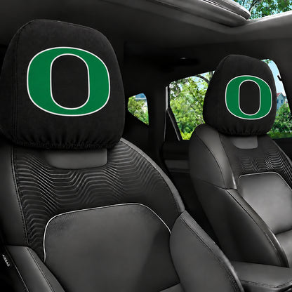 Oregon Ducks car headrest cover, Style 1 team design, installed in car