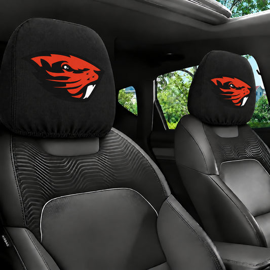 Oregon State Beavers car headrest cover, Style 1 team design, installed in car