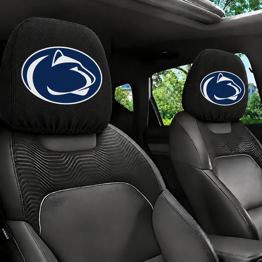 Penn State Nittany Lions car headrest cover, Style 1 team design, installed in car
