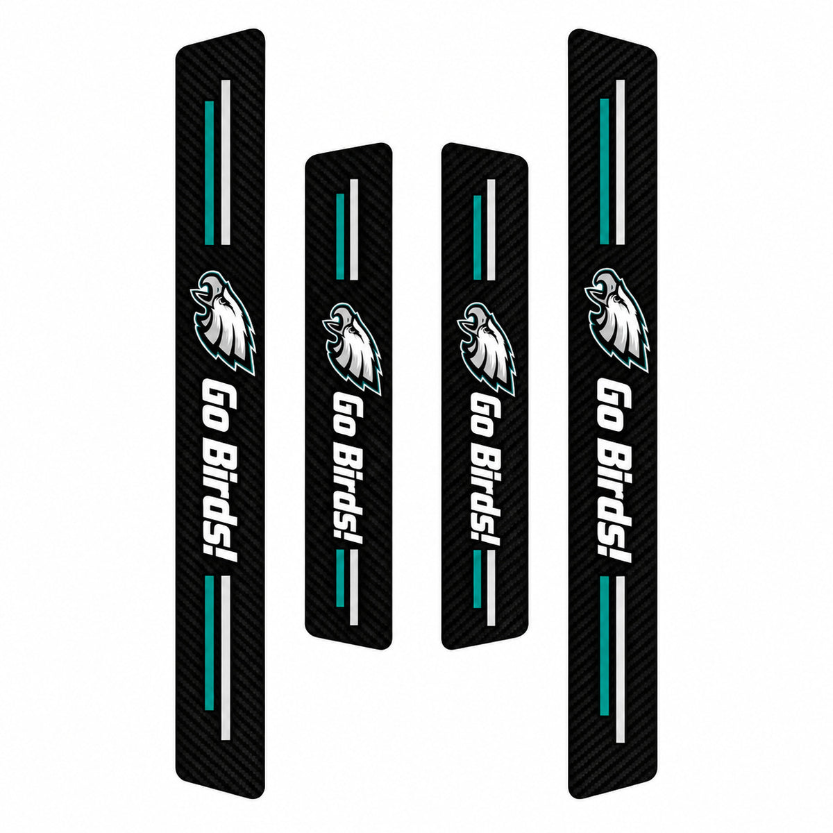 Philadelphia Eagles car door sill protector strips, four-piece set with two long and two short strips
