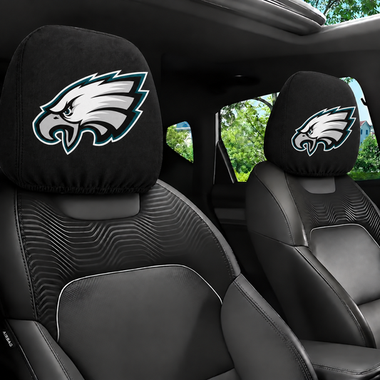 Philadelphia Eagles car headrest cover, Style 1 logo design, installed in car