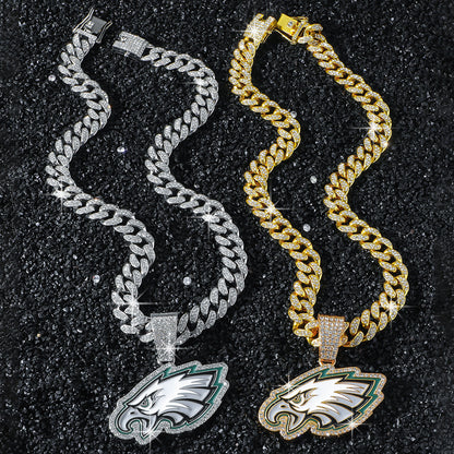 Philadelphia Eagles necklace two-color set: one silver-tone and one gold-tone necklace