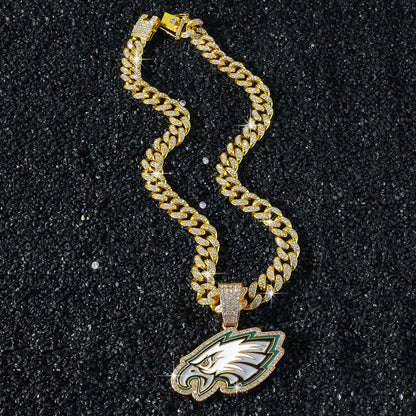 Philadelphia Eagles gold-tone rhinestone necklace with eagle-head pendant