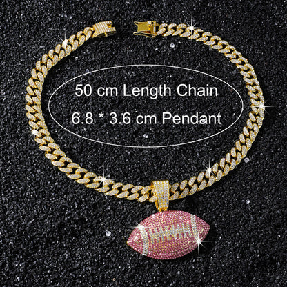 Pink American Football necklace size guide