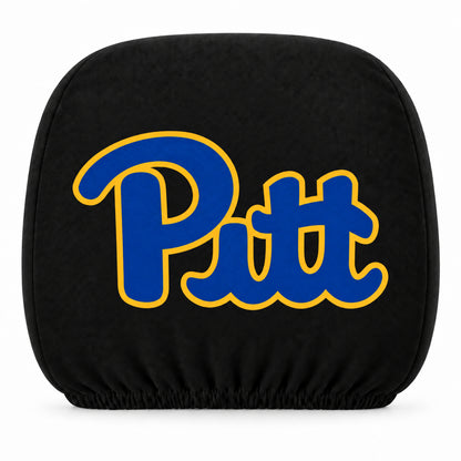 Pittsburgh Panthers car headrest cover, Style 1 team design, white background