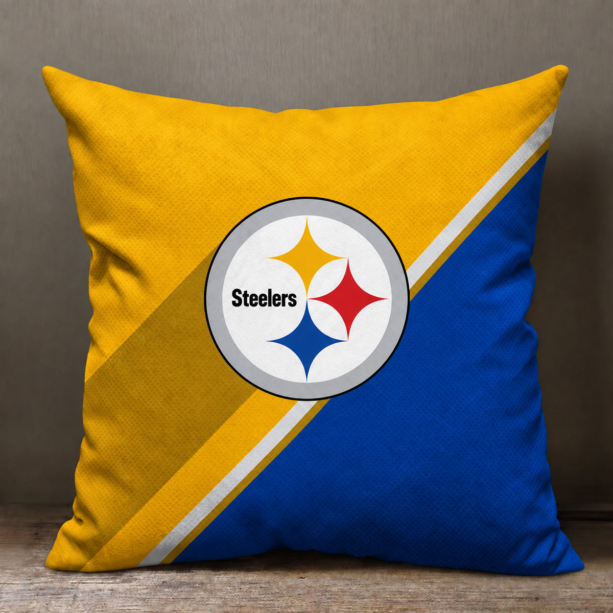 Pittsburgh Steelers sofa cushion cover showing the team graphic and patterned design