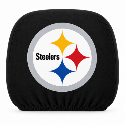Pittsburgh Steelers car headrest cover, Style 1 logo design, white background
