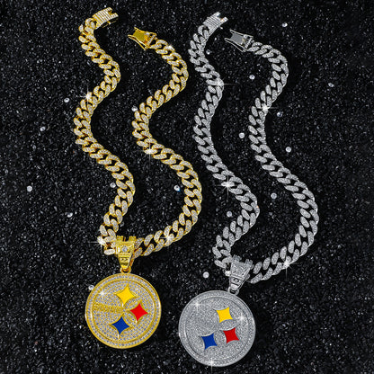 Pittsburgh Steelers necklace two-color set: one silver-tone and one gold-tone necklace